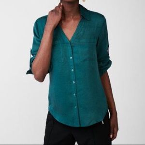 Express Green Crepe Slim Shirt